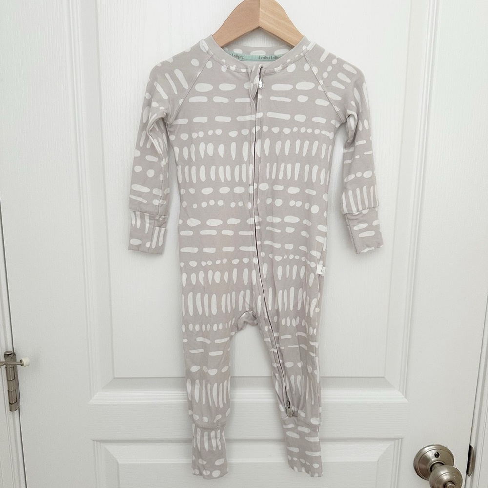 Loulou Lollipop | Grey Mudcloth Zip Coverall Pajamas 12-18 months